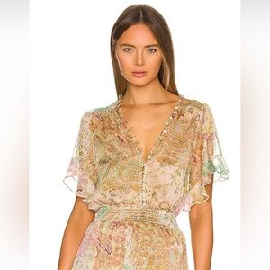 Misa Para Sheer Chiffon Blouse Top in Ischia Paisley Size S